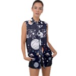 Space Galaxy Universe Stars Sky Sleeveless Chiffon Button Shirt