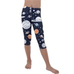 Space Galaxy Universe Stars Sky Kids  Lightweight Velour Capri Leggings 