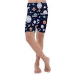 Space Galaxy Universe Stars Sky Kids  Lightweight Velour Cropped Yoga Leggings