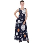 Space Galaxy Universe Stars Sky Empire Waist Velour Maxi Dress