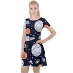 Space Galaxy Universe Stars Sky Cap Sleeve Velour Dress 