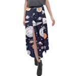 Space Galaxy Universe Stars Sky Velour Split Maxi Skirt