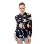 Space Galaxy Universe Stars Sky Long Sleeve Chiffon Shirt