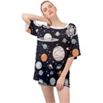 Space Galaxy Universe Stars Sky Oversized Chiffon Top