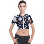 Space Galaxy Universe Stars Sky Short Sleeve Cropped Jacket