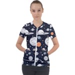 Space Galaxy Universe Stars Sky Short Sleeve Zip Up Jacket