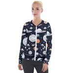 Space Galaxy Universe Stars Sky Velvet Zip Up Jacket