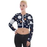 Space Galaxy Universe Stars Sky Long Sleeve Cropped Velvet Jacket