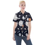 Space Galaxy Universe Stars Sky Women s Short Sleeve Pocket Shirt