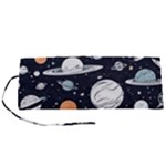 Space Galaxy Universe Stars Sky Roll Up Canvas Pencil Holder (S)