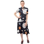 Space Galaxy Universe Stars Sky Keyhole Neckline Chiffon Dress