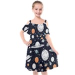 Space Galaxy Universe Stars Sky Kids  Cut Out Shoulders Chiffon Dress