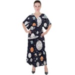 Space Galaxy Universe Stars Sky V-Neck Boho Style Maxi Dress