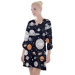 Space Galaxy Universe Stars Sky Open Neck Shift Dress