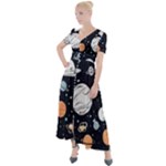 Space Galaxy Universe Stars Sky Button Up Short Sleeve Maxi Dress