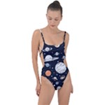 Space Galaxy Universe Stars Sky Tie Strap One Piece Swimsuit