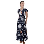 Space Galaxy Universe Stars Sky Flutter Sleeve Maxi Dress