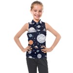 Space Galaxy Universe Stars Sky Kids  Sleeveless Polo T-Shirt