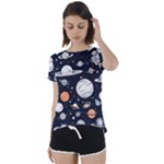 Space Galaxy Universe Stars Sky Short Sleeve Open Back T-Shirt