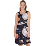 Space Galaxy Universe Stars Sky Knee Length Skater Dress With Pockets