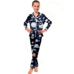 Space Galaxy Universe Stars Sky Kids  Satin Long Sleeve Pajamas Set