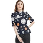 Space Galaxy Universe Stars Sky Frill Neck Blouse