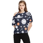 Space Galaxy Universe Stars Sky One Shoulder Cut Out T-Shirt