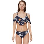 Space Galaxy Universe Stars Sky Ruffle Edge Tie Up Bikini Set	