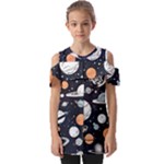 Space Galaxy Universe Stars Sky Fold Over Open Sleeve Top