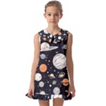 Space Galaxy Universe Stars Sky Kids  Pilgrim Collar Ruffle Hem Dress