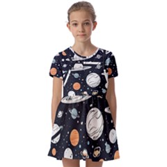 Kids  Short Sleeve Pinafore Style Dress 