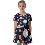 Space Galaxy Universe Stars Sky Kids  Short Sleeve Pinafore Style Dress