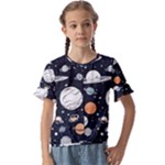 Space Galaxy Universe Stars Sky Kids  Cuff Sleeve Scrunch Bottom T-Shirt