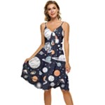 Space Galaxy Universe Stars Sky Sleeveless Tie Front Chiffon Dress