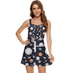 Space Galaxy Universe Stars Sky Ruffle Edge Bra Cup Chiffon Mini Dress