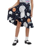 Space Galaxy Universe Stars Sky Kids  Ruffle Flared Wrap Midi Skirt