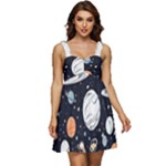 Space Galaxy Universe Stars Sky Ruffle Strap Babydoll Chiffon Dress