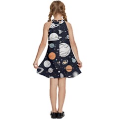 Kids  Halter Collar Waist Tie Chiffon Dress 