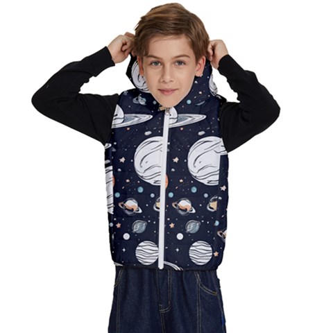 Space Galaxy Universe Stars Sky Kids  Stylish Hooded Puffer Vest from ArtsNow.com