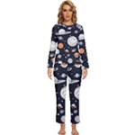 Space Galaxy Universe Stars Sky Womens  Long Sleeve Lightweight Pajamas Set