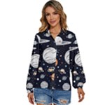 Space Galaxy Universe Stars Sky Women s Long Sleeve Button Up Shirt