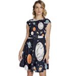 Space Galaxy Universe Stars Sky Cap Sleeve High Waist Dress