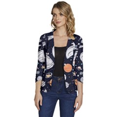 Women s One-Button 3/4 Sleeve Short Jacket 