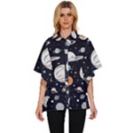 Space Galaxy Universe Stars Sky Women s Batwing Button Up Shirt