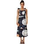 Space Galaxy Universe Stars Sky Tie-Strap Tiered Midi Chiffon Dress