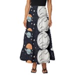 Space Galaxy Universe Stars Sky Tiered Ruffle Maxi Skirt