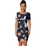 Space Galaxy Universe Stars Sky Fitted Knot Split End Bodycon Dress