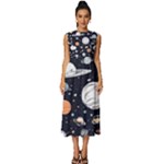 Space Galaxy Universe Stars Sky Sleeveless Round Neck Midi Dress