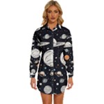 Space Galaxy Universe Stars Sky Womens Long Sleeve Shirt Dress