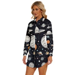 Womens Long Sleeve Shirt Dress 